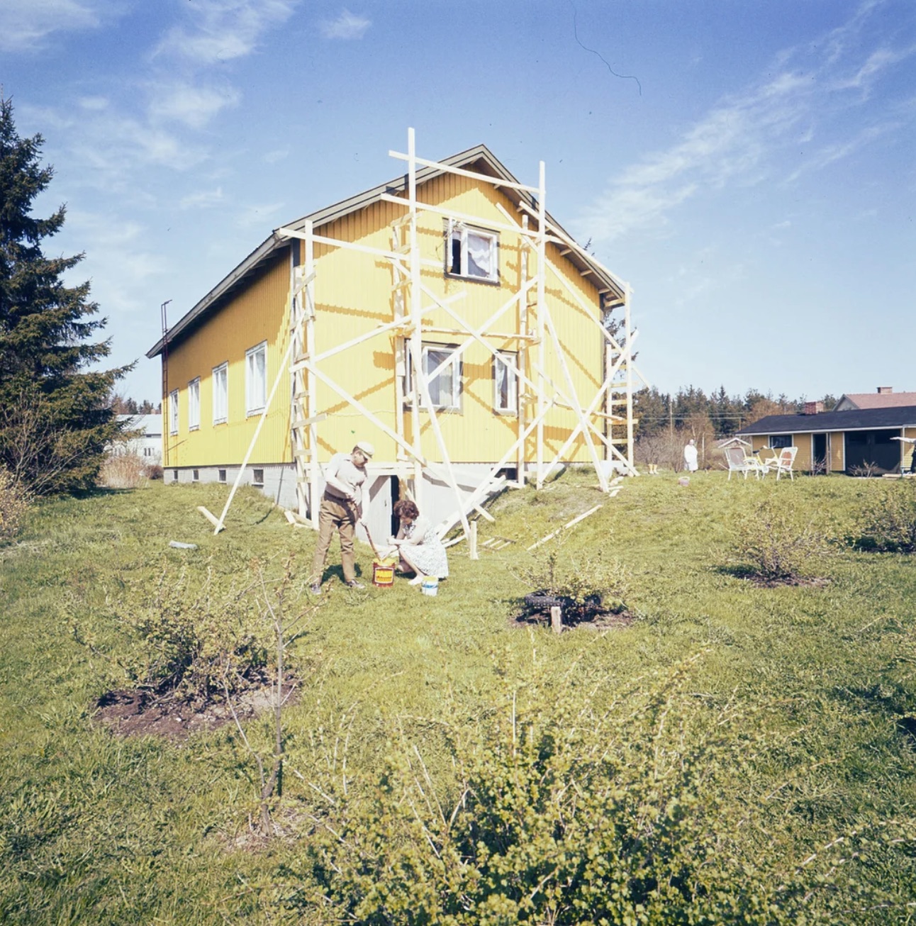 Building a barn in the countryside